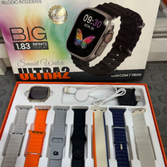Relógio Smart Watch Ultra 2 com 7 Pulseiras